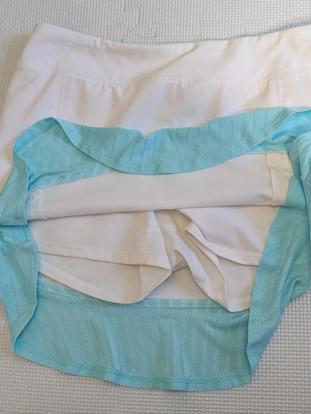 Adidas Skirt Small White Aqua Ruffle Tour Mesh Tennis Skort Athleisure